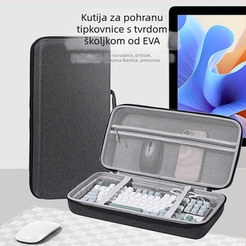 Prilagodljivi tvrdi zaštitni omot za mehaničke tipkovnice s 68/87 tipkama — zaštita od pada, višeslojna konstrukcija: EVA + Oxford platno + jastučić za ublažavanje udara + kristalni velur, reljefna završna obrada, prilagodljiv model
