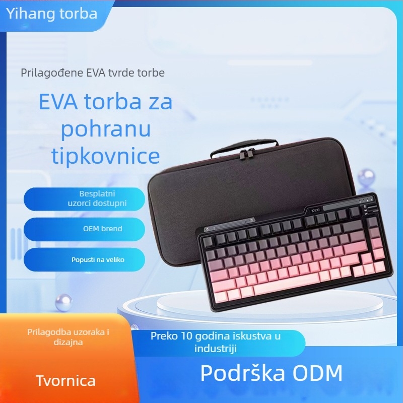 Univerzalna tvrdokorijska torbica za pohranu mehaničke tipkovnice, putna zaštitna torba s zatvaračem, model 638, materijal: kompozitni, izrada: šivanje + zagrijavanje, nosivost 40