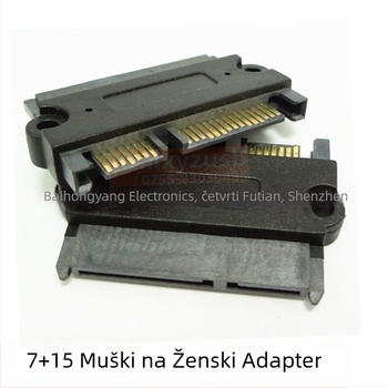 SATA 22P 7+15 muško‑ženski adapter za podatke i napajanje, bakreno jezgro, jedan priključak