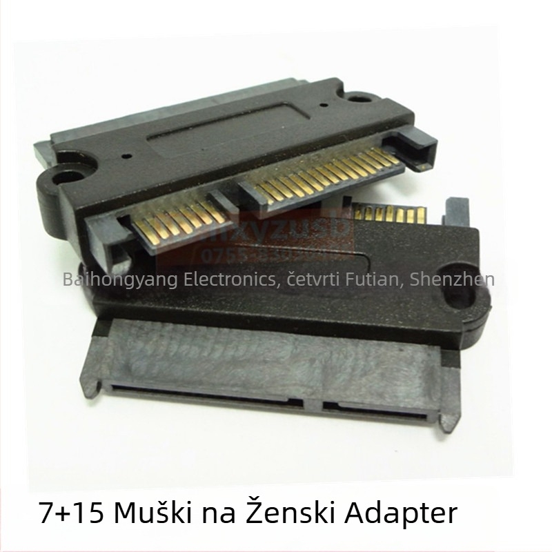 SATA 22P 7+15 muško‑ženski adapter za podatke i napajanje, bakreno jezgro, jedan priključak