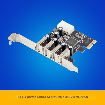 Sunweit SE-U29990B-4U PCIe x1 USB 2.0 četverportna kartica za proširenje ASIX MCS9990 bez upravljačkog programa