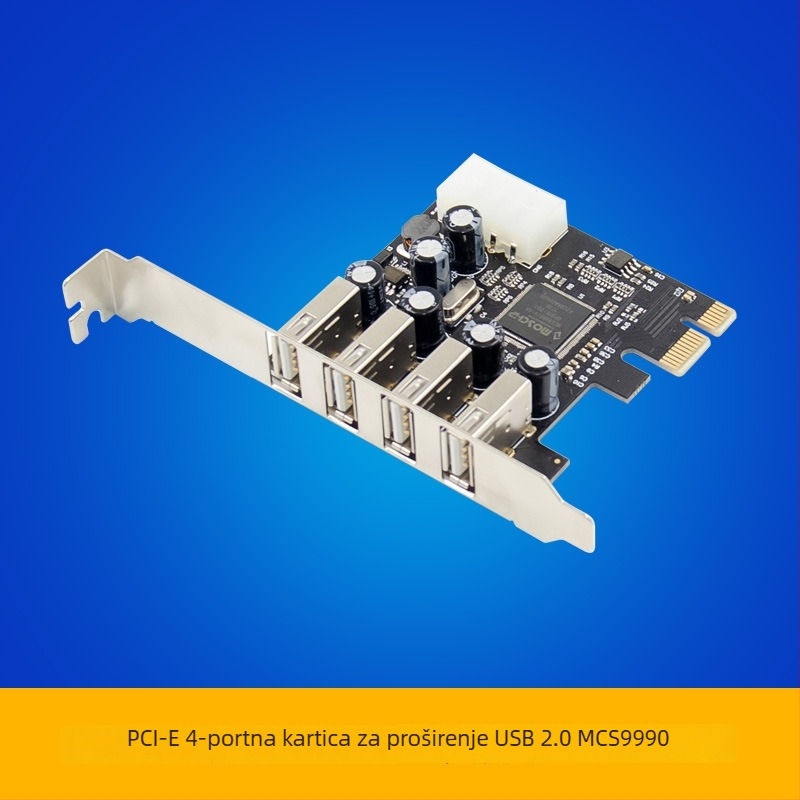Sunweit SE-U29990B-4U PCIe x1 USB 2.0 četverportna kartica za proširenje ASIX MCS9990 bez upravljačkog programa