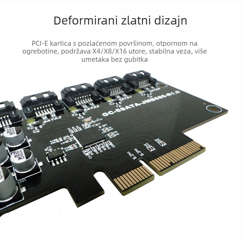 PCIe SATA proširna kartica, 5 portova SATA3.0, JMB585 kontroler, 6Gbps brzina prijenosa