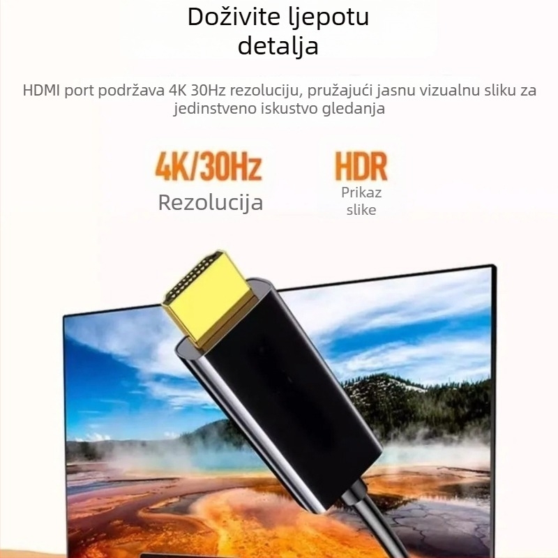 Type-C na HDMI kabel, 4K podrška, 10Gbps, bakarno jezgro, adapter kabel za izlaz na zaslon prijenosnog računala