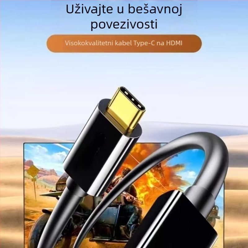 Type-C na HDMI kabel, 4K podrška, 10Gbps, bakarno jezgro, adapter kabel za izlaz na zaslon prijenosnog računala