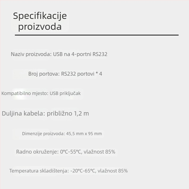 USB-RS232 adapter kabel s 4 porta, USB 2.0, bakreno jezgro