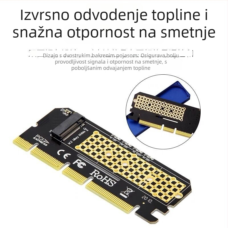 Adapter kartica M.2 NVMe PCIe 3.0 x4, M-Key, PCIe napajanje, 6 Gbps