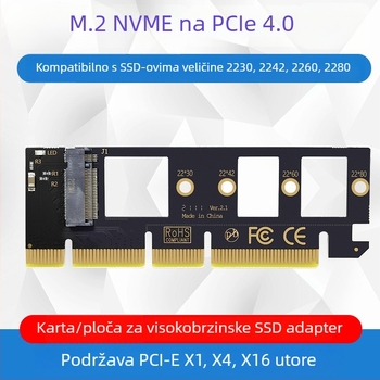 Adapter kartica M.2 NVMe na PCIe, PCIe 4.0 x4/x8/x16 za desktop računalo