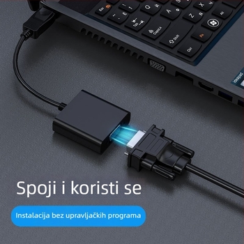 DP to VGA adapter kabel za prijenosna računala — podrška 1080p, duljina 20 cm, bakreno jezgro, visokokvalitetan čip