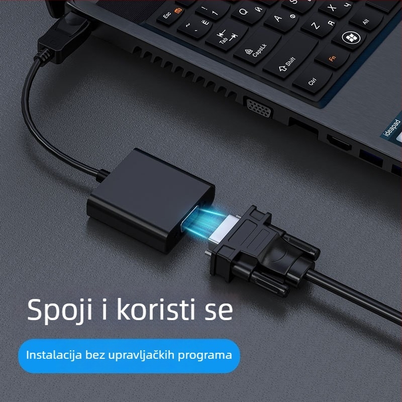DP to VGA adapter kabel za prijenosna računala — podrška 1080p, duljina 20 cm, bakreno jezgro, visokokvalitetan čip