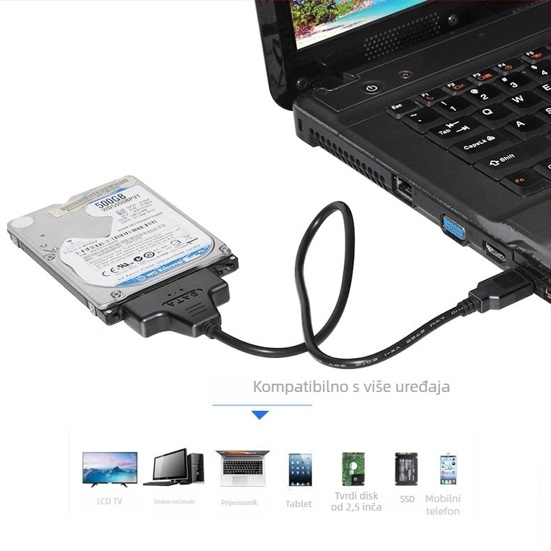 USB–SATA adapter kabel, model 0521, USB–SATA sučelje, uključuje jedan podatkovni kabel