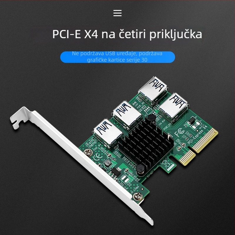 PCIe x4 adapter kartica za vanjsku grafičku karticu, proširenje 1x na 4x, bakreno jezgro