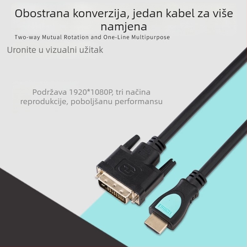 HDMI na DVI adapter kabel, dvosmjerni, 1080p, DVI 24+1, duljina 1,5 m