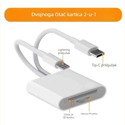 Hxy-275 Type-C čitač memorijskih kartica SD/TF, USB 2.0, 480 Mbps, Apple-kompatibilan, 2-u-1