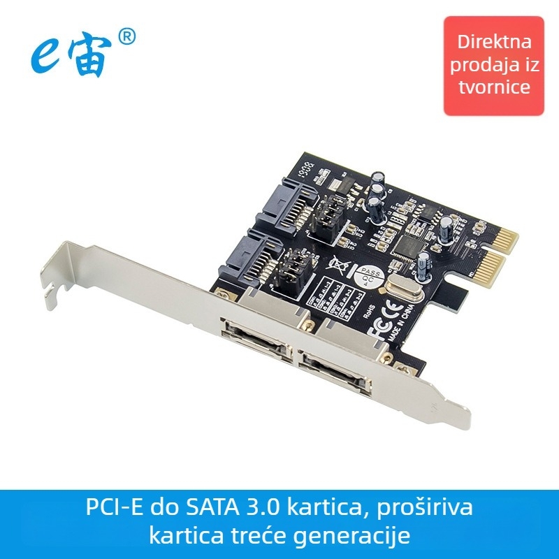 PCIe na SATA III adapter kartica s ASM1061 kontrolerom, model EZA1061, od E Universe