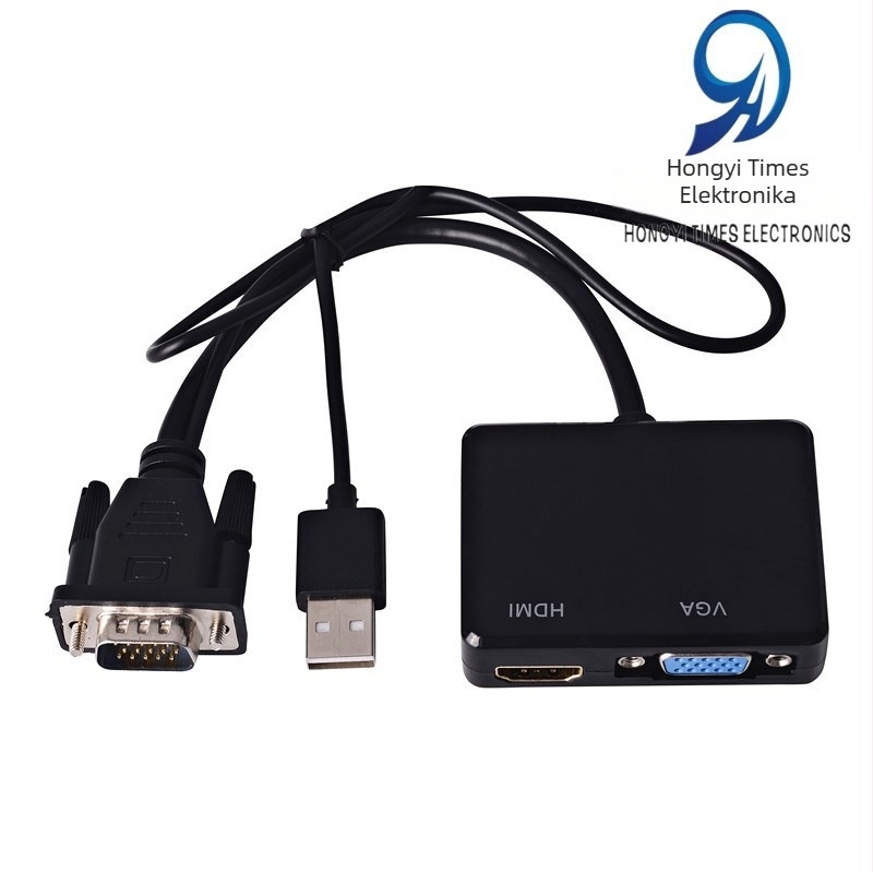 VGA na HDMI + VGA pretvarač s audio, kabel dužine 19 cm s bakrenim jezgrom, 1:2 splitter