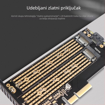 Adapter kartica M.2 NVMe SSD za desktop PCIe x4 sa SATA dvostrukim protokolom SK6
