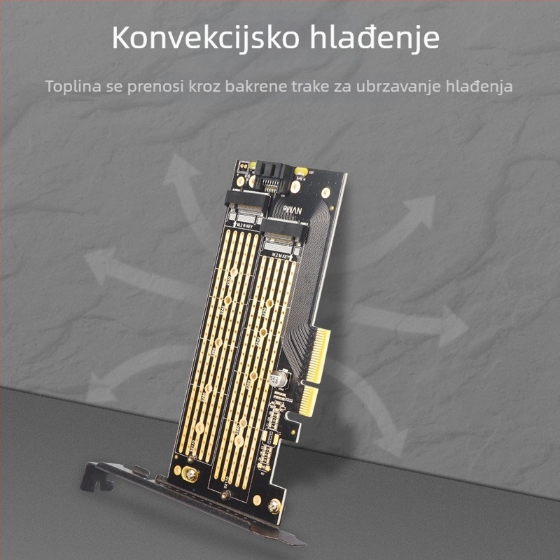 Adapter kartica M.2 NVMe SSD za desktop PCIe x4 sa SATA dvostrukim protokolom SK6