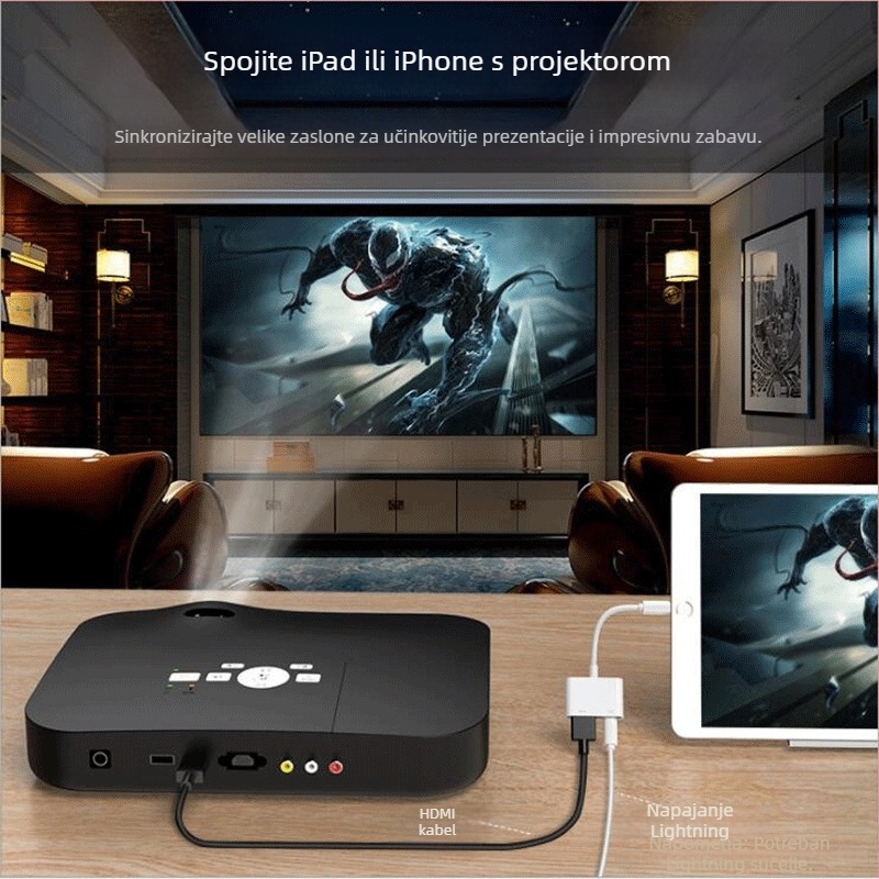 Apple Lightning na HDMI adapter kabel za iPhone, 4K prijenos, duljina 0,2 m, jezgro s premazom srebra