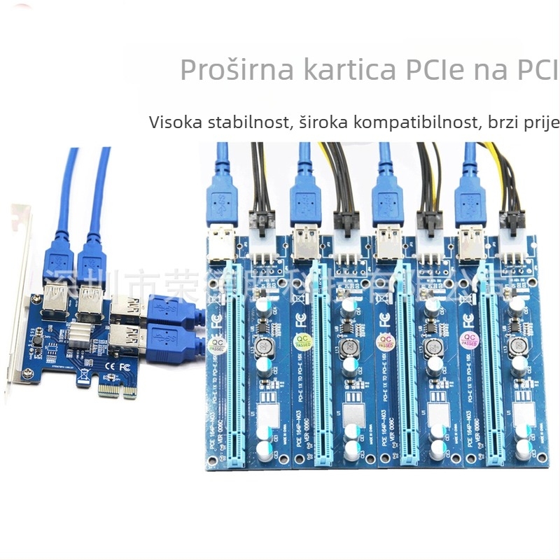 Rongdesheng LPE-61XS PCIe na PCIe USB 3.0 eksterni GPU produžni kabel, 0,6 m, set adaptera