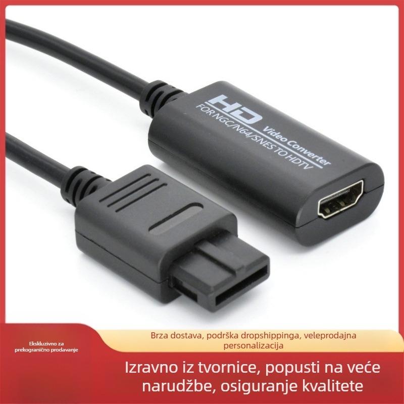N64 na HDMI adapter za Nintendo 64 / SNES / NGC – 1080p HDMI konverter, model NTHD03, duljina 0.5 m