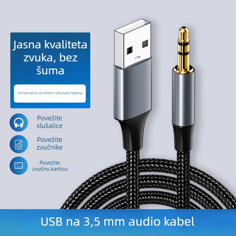 Lianpu USB na 3,5 mm audio kabel, pozlaćeni vodovi, bakrena žica, cínovano jezgro