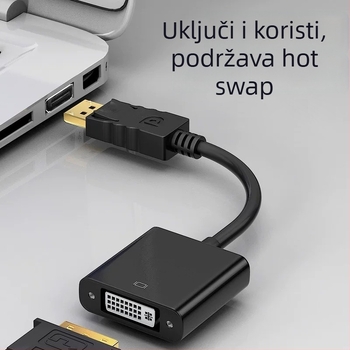 DisplayPort na DVI adapter, YH-076, bakreno jezgro, konvercijski čip, DVI sučelje, brzina prijenosa 100