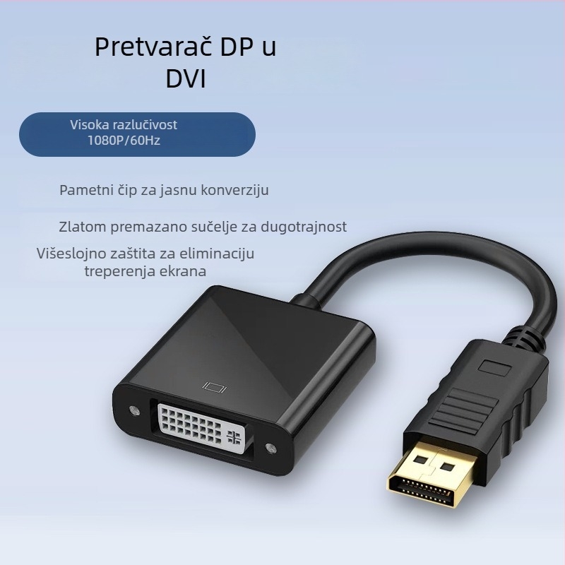 DisplayPort na DVI adapter, YH-076, bakreno jezgro, konvercijski čip, DVI sučelje, brzina prijenosa 100