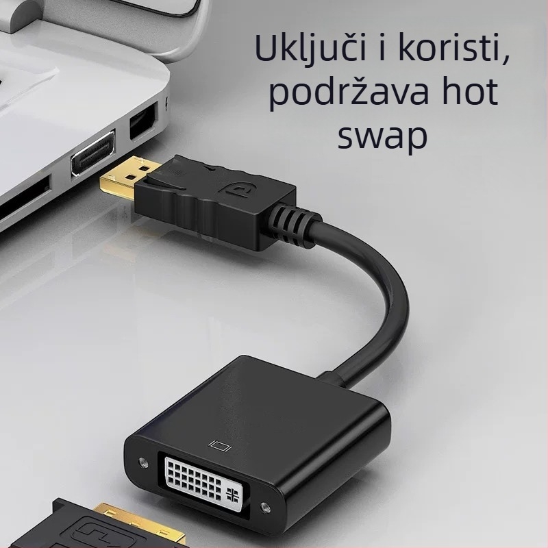 DisplayPort na DVI adapter, YH-076, bakreno jezgro, konvercijski čip, DVI sučelje, brzina prijenosa 100