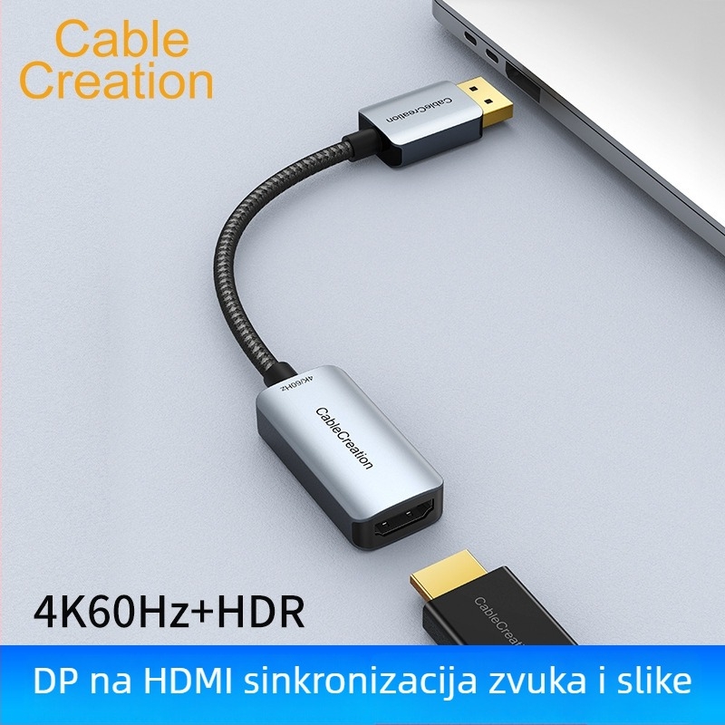 DP1.4 na HDMI 2.0 adapter kabel, 4K60Hz HDR, za povezivanje računala s TV-om/monitorom