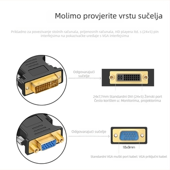 DVI na VGA pretvarački modul (DVI sučelje, bakreno jezgro, brzina prijenosa 1000 Mbps, jednostruki konektor)