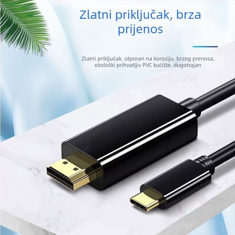 Type-C na HDMI adapter kabel, bakreno jezgro, zlatno obloženi konektori, 4K30Hz, visokokvalitetan čip