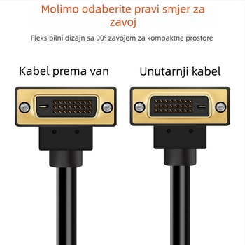 DVI koljeni kabel s DVI-I/D priključcima, bakreni vodnik, injekcijsko oblikovanje, duljine 1,15 m, 3,5 m, 10,15 m, 20 m