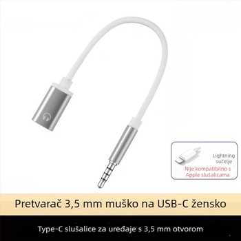 Yinhe BL-222 adapter za slušalice, 3.5mm muški na USB-C ženski, za prijenosna računala i računala