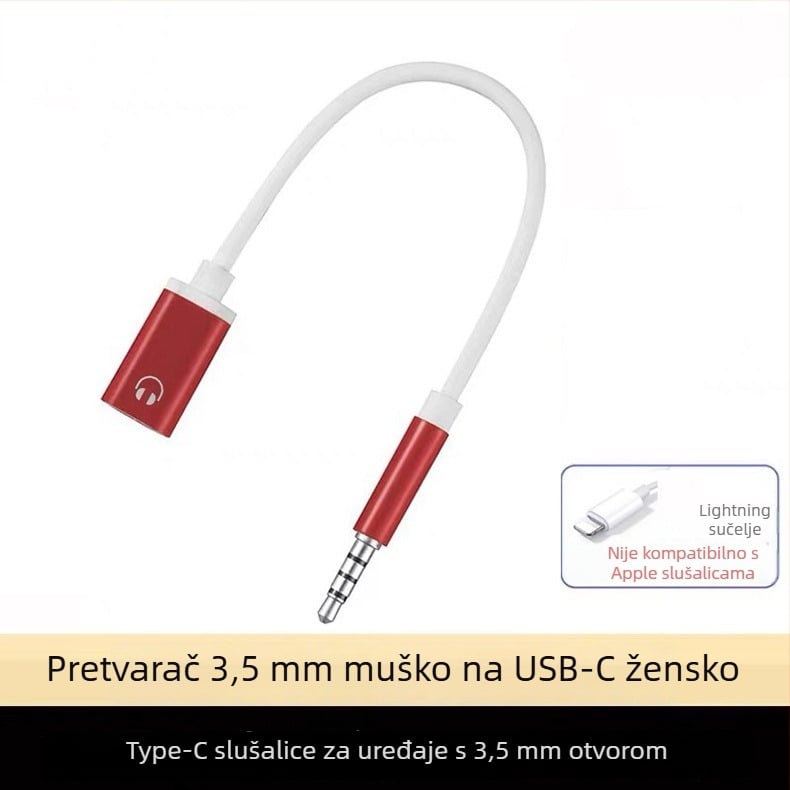 Yinhe BL-222 adapter za slušalice, 3.5mm muški na USB-C ženski, za prijenosna računala i računala