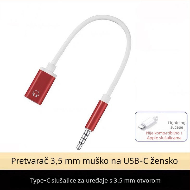 Yinhe BL-222 adapter za slušalice, 3.5mm muški na USB-C ženski, za prijenosna računala i računala