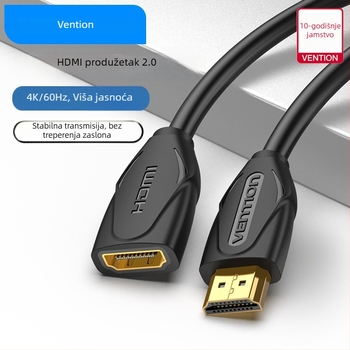 HDMI produžni kabel, zlatni priključci, OFC bakar, zaokruženi kabel, muško–ženski spoj, kompatibilan s televizorom