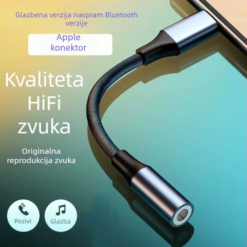 Apple Lightning na 3,5 mm audio adapter s pletenim kabelom za glazbu i pozive