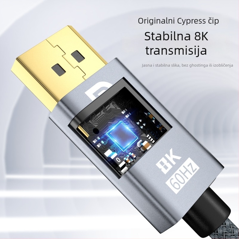 Type-C na HDMI adapter kabel s podrškom 8K60Hz, za prijenosna računala i mobitele, zlatno-platerani konektori, cínirano bakreno vodilo, duljina 2m ili 3m
