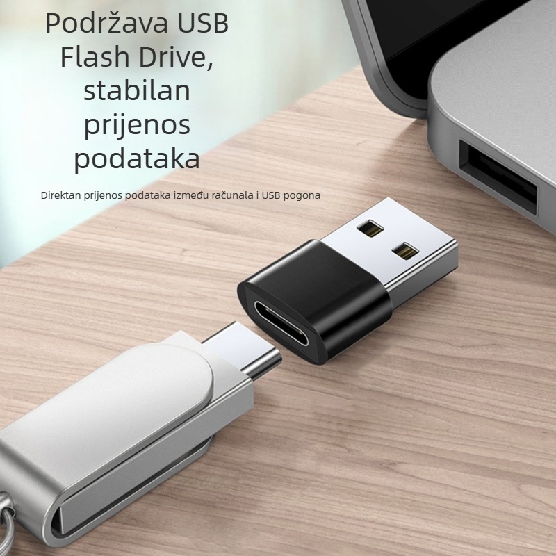 OTG adapter USB-A muški na USB-C ženski, PD brzo punjenje i prijenos podataka
