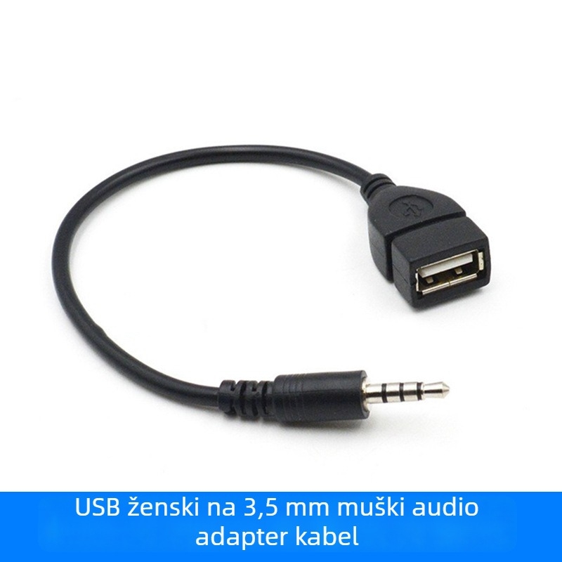 USB ženski na 3,5 mm muški auto AUX audio adapter kabel za iPod, model: 3.5 Revolution USB bus, tip: AV linija, marka: Neutral, godina proizvodnje: 2016