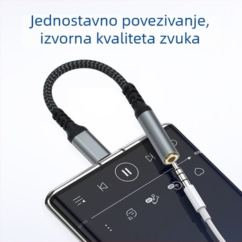 3,5 mm audio kabel za Android telefone, Type-C digitalni audio adapter i Type-C adapter za slušalice; Kompatibilno s Xiaomi, Huawei, OPPO