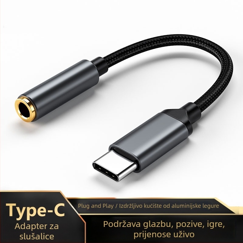 3,5 mm audio kabel za Android telefone, Type-C digitalni audio adapter i Type-C adapter za slušalice; Kompatibilno s Xiaomi, Huawei, OPPO