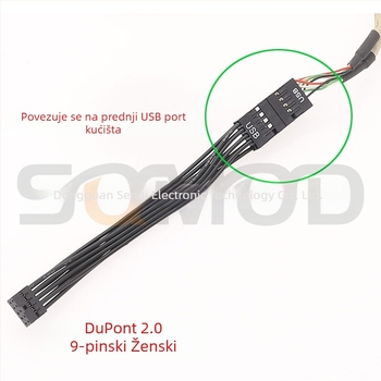 sqmOD DuPont 2.0–to–2.54 adapter kabel za USB header na industrijskim matičnim pločama, bakreni vodnik