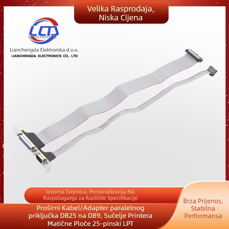 DB9 i DB25 paralelni kabel za pisač PC, 300 mm, bakar, adapter kabel, LPT 25-pinsko sučelje