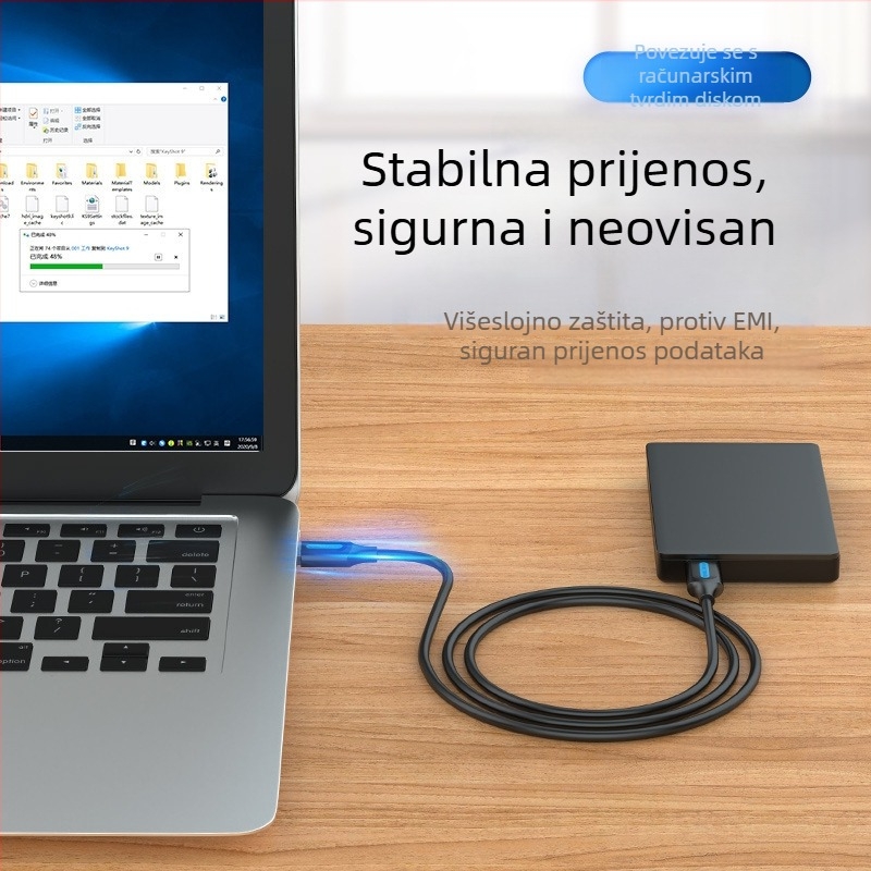 Weixun USB 3.0 dvostrani kabel, muški–muški, za vanjske kućišta za tvrdi disk i set-top box, USB prijenos, hlađenje, punjenje
