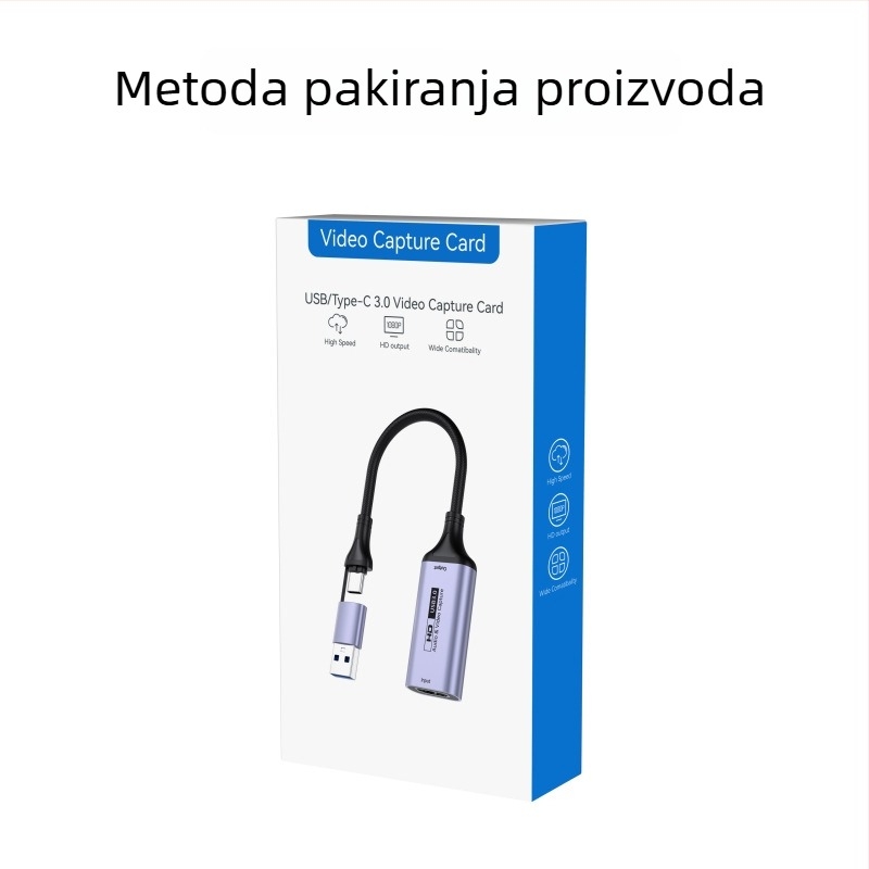 Karta za video snimanje USB 3.0 / Type-C — 1080P, MS2130 čip, kompatibilna sa svim OS, za snimanje s mobitela i računala
