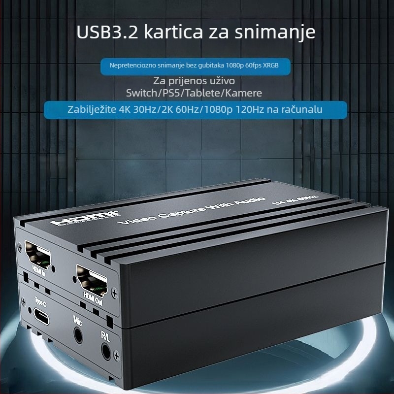 HDMI kartica za hvatanje videa s USB sučeljem, 4K60Hz, Windows kompatibilan, za PS4/5 NS/Switch (Wei Liao)