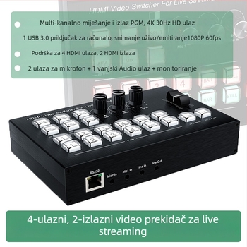 HDMI karta za hvatanje s četiri kanala USB 3.0 za višekamerno prijenos uživo — integrirani prekidač, 4K30Hz