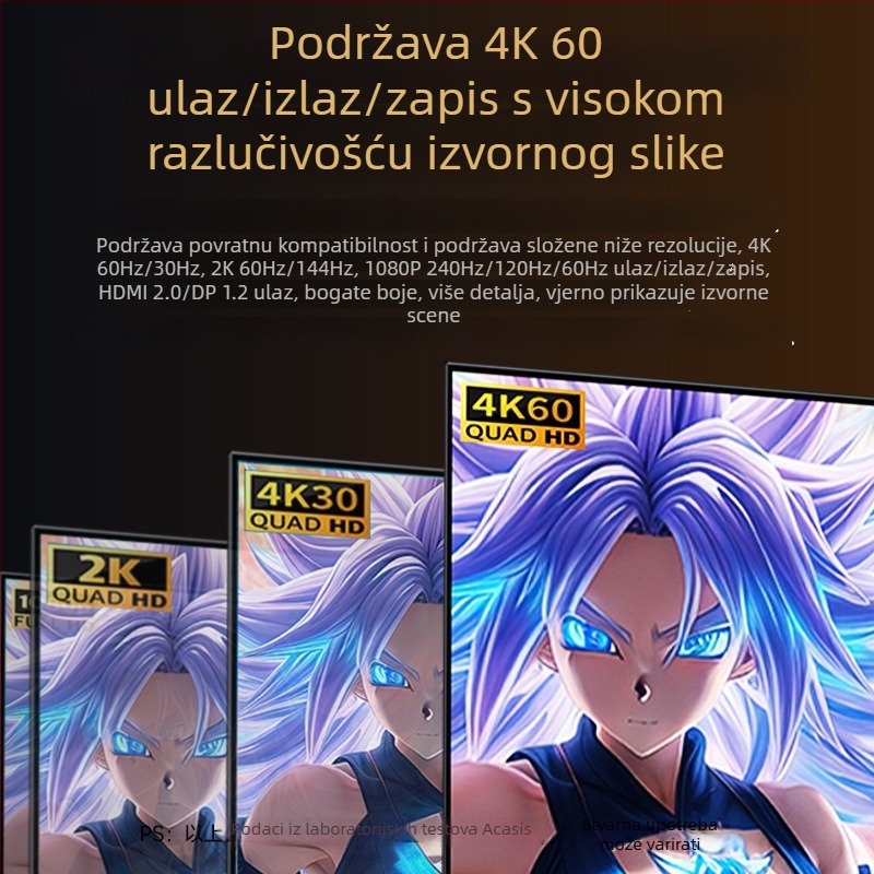 acasis VC-008 Karta za hvatanje videa 4K60 USB – 3-u-1, prebacivanje jednim klikom, kompatibilna sa svim operativnim sustavima